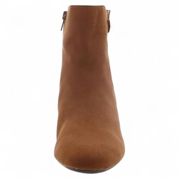 Alfani Womens Brown Hardware Accent Padded Paam Almond Toe Block Heel Zip-up Dre - Picture 4 of 5